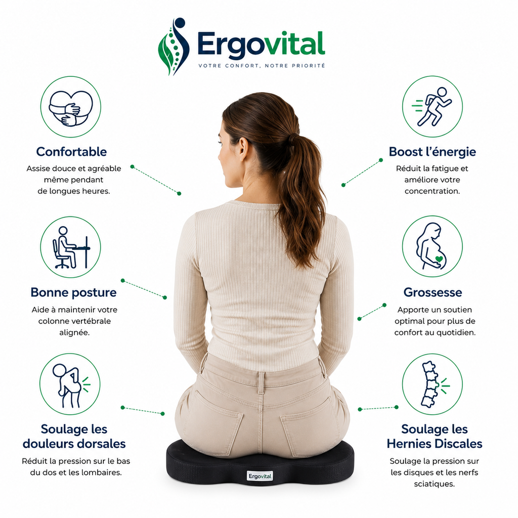 Coussin Coccyx Ergonomique Voiture – Mémoire de Forme