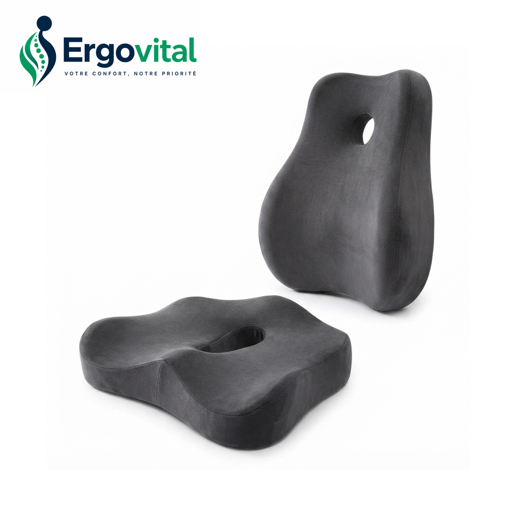 Coussin Orthopédique Bureau – Assise & Dossier Lombaire