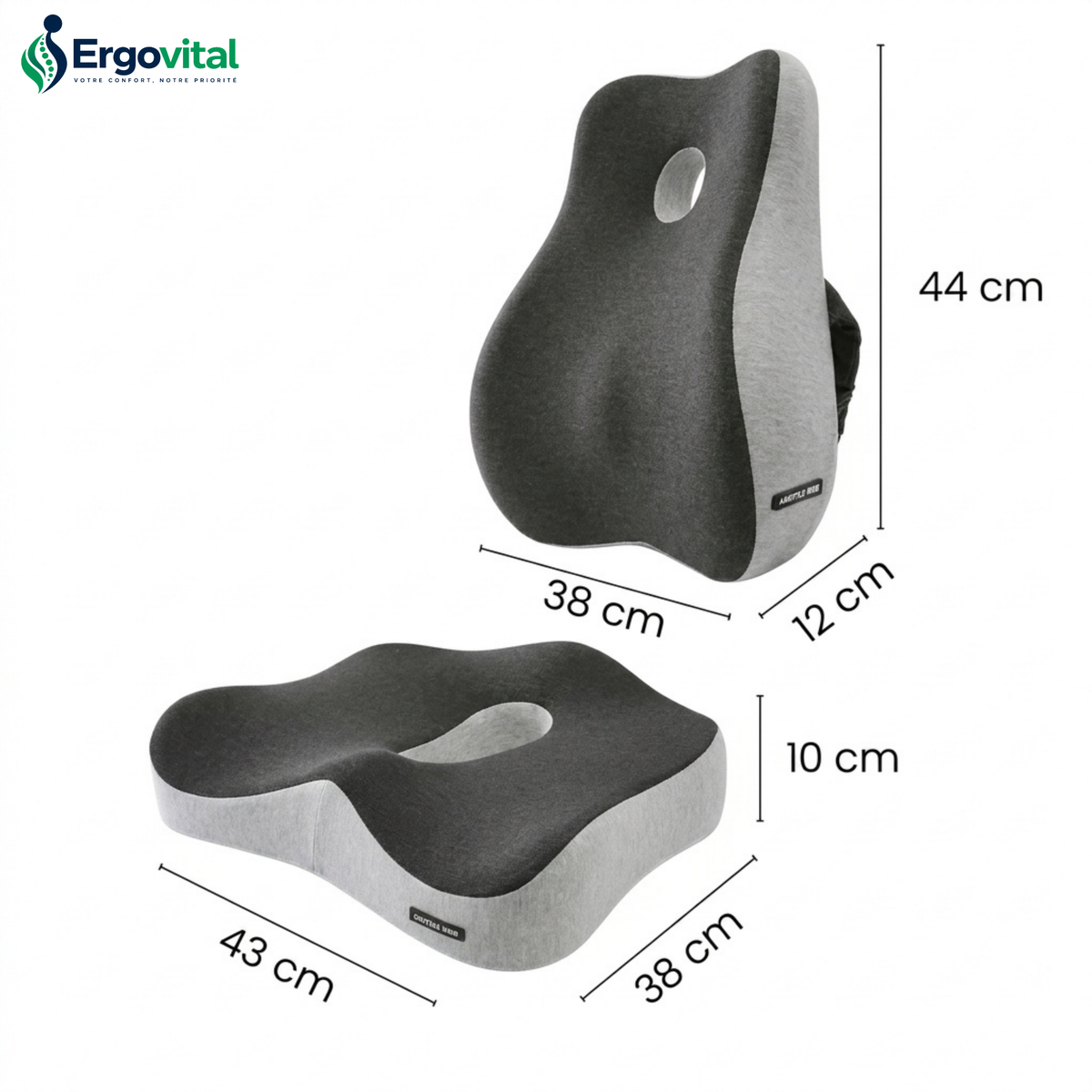 Coussin Orthopédique Bureau – Assise & Dossier Lombaire