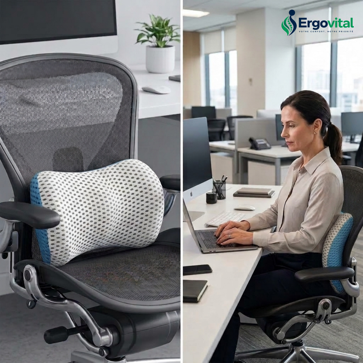 Coussin Lombaire Ergonomique – Soutien Dos Mémoire de Forme