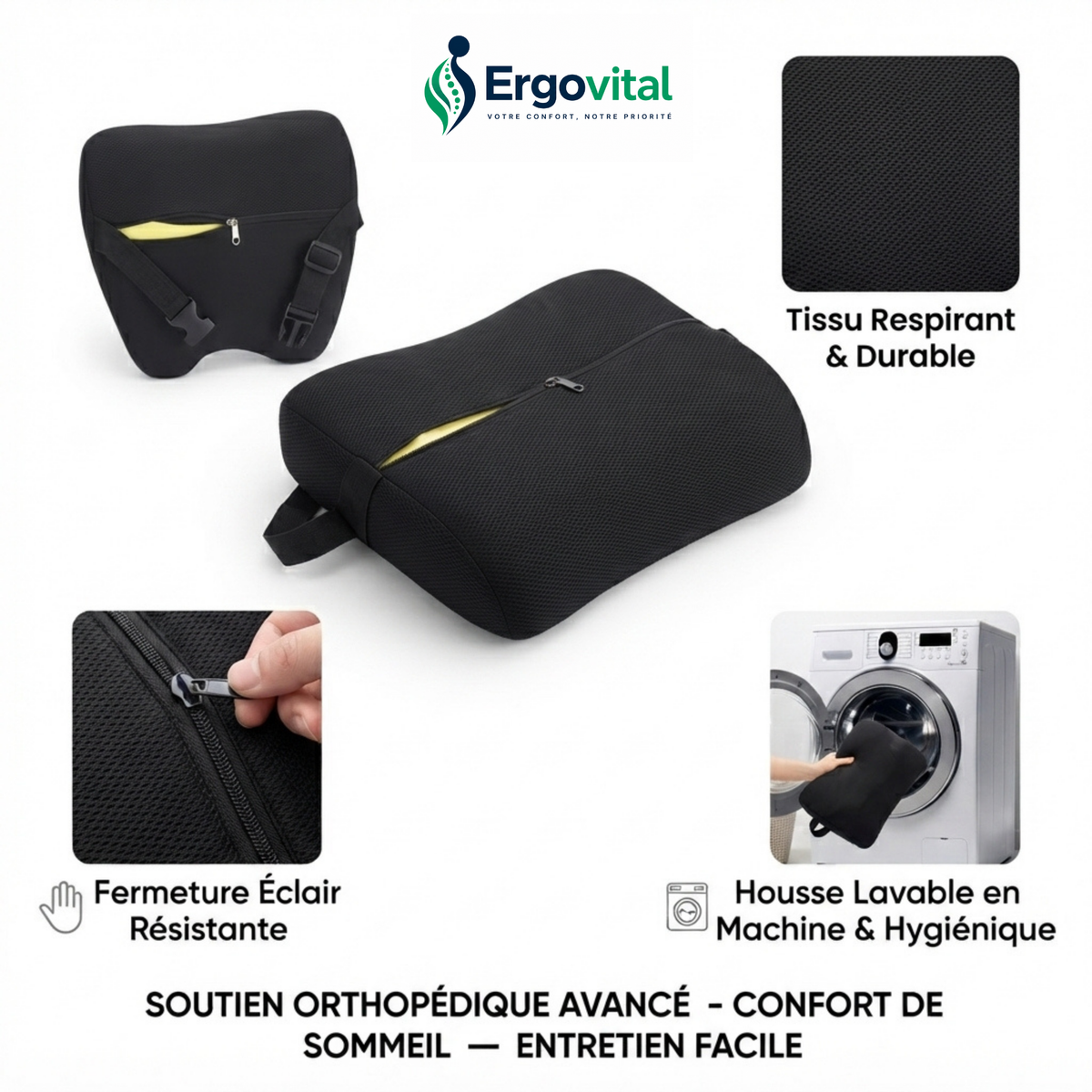 Appui-Tête Ergonomique Voiture – Confort Cervical Mémoire de Forme