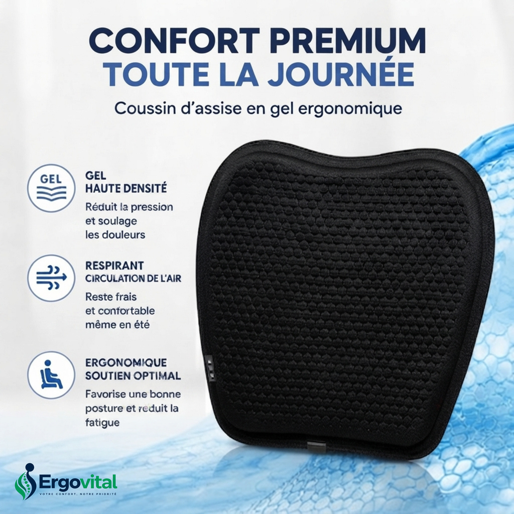 Coussin Gel Siège Voiture – Confort Respirant