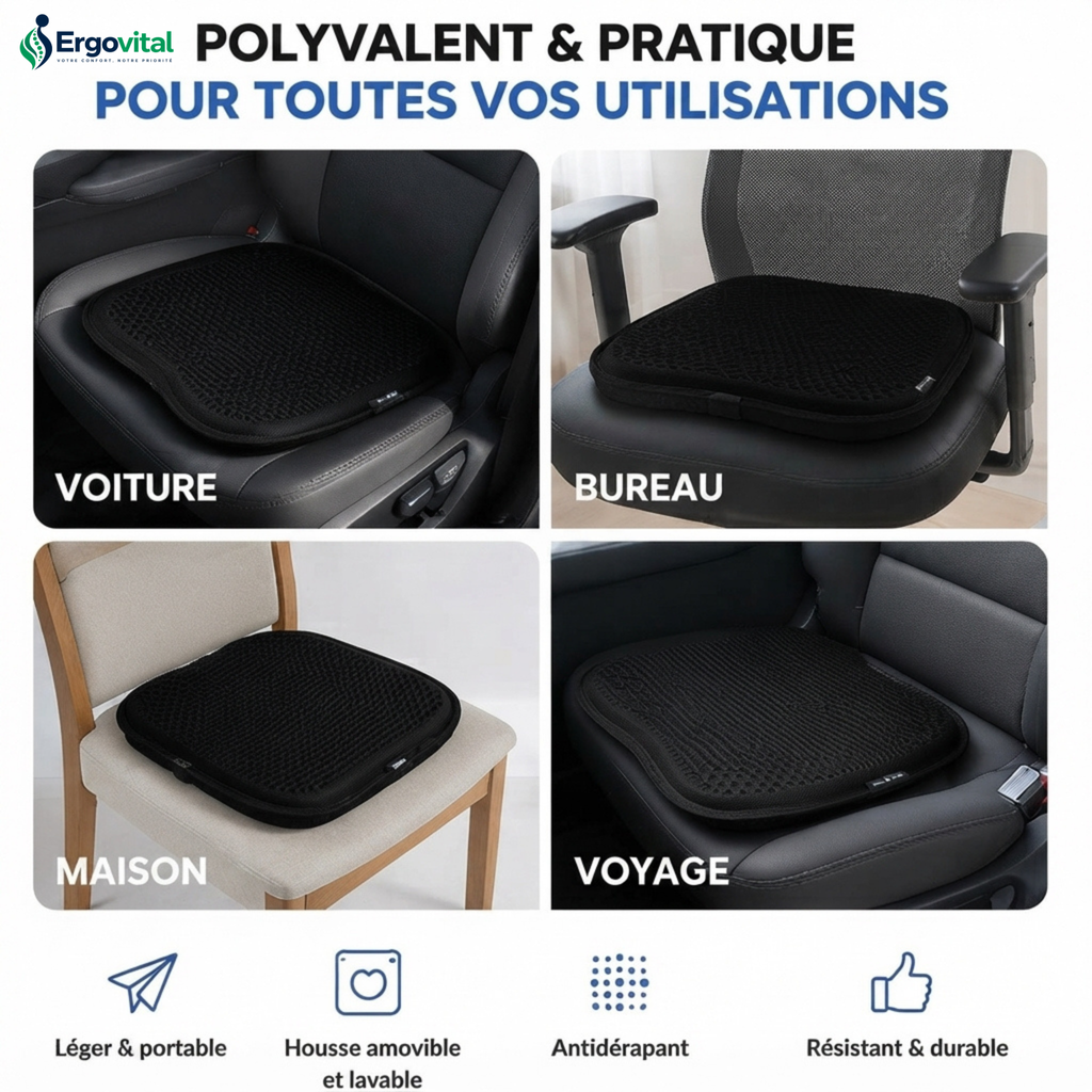 Coussin Gel Siège Voiture – Confort Respirant
