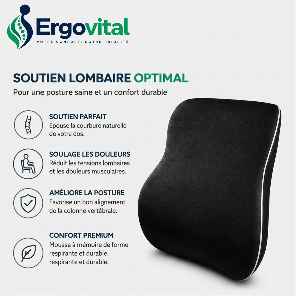 Coussin Lombaire – Améliore la Posture et Soulage le Mal  Mémoire de Forme