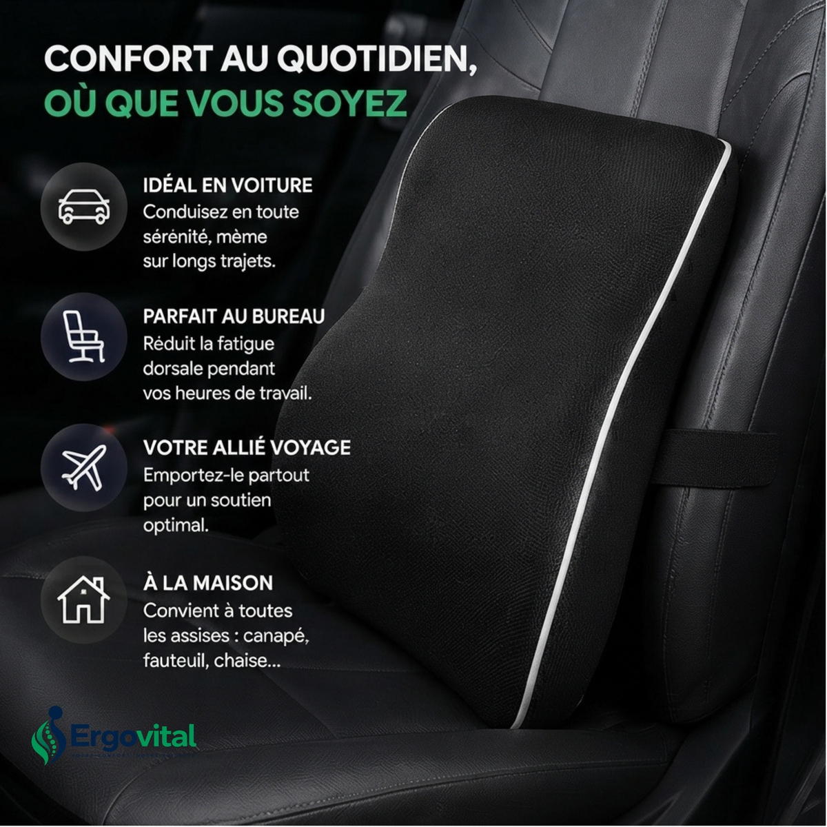 Coussin Lombaire – Améliore la Posture et Soulage le Mal  Mémoire de Forme