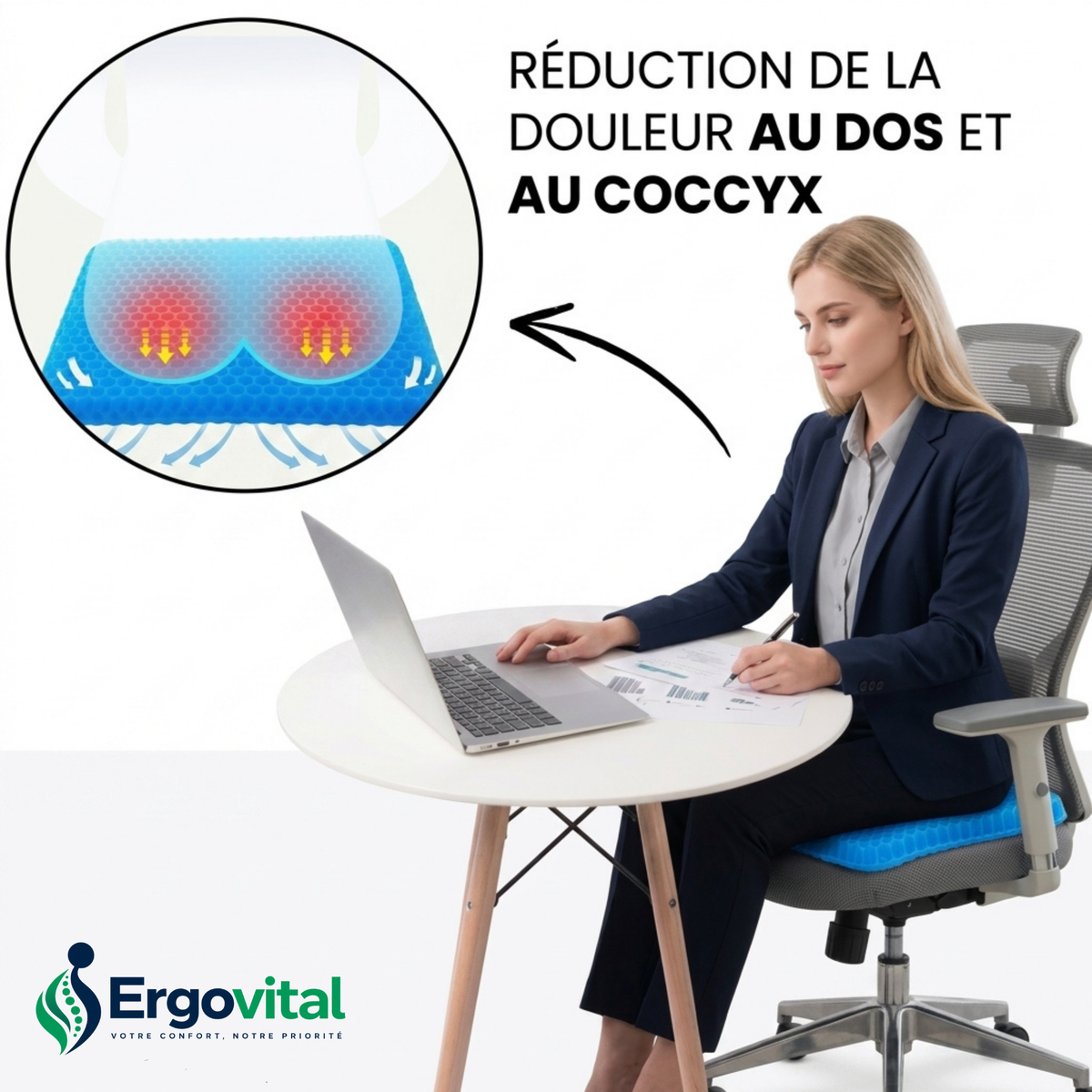 Coussin de Siège en Gel Confort Longue Durée